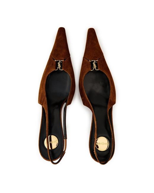 Saint Laurent Brown Solid Color High Heels