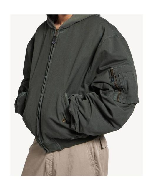Balenciaga Gray Hooded Standard Bomber Jacket for men