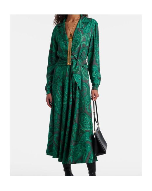 Etro Green Belted Midi Dress