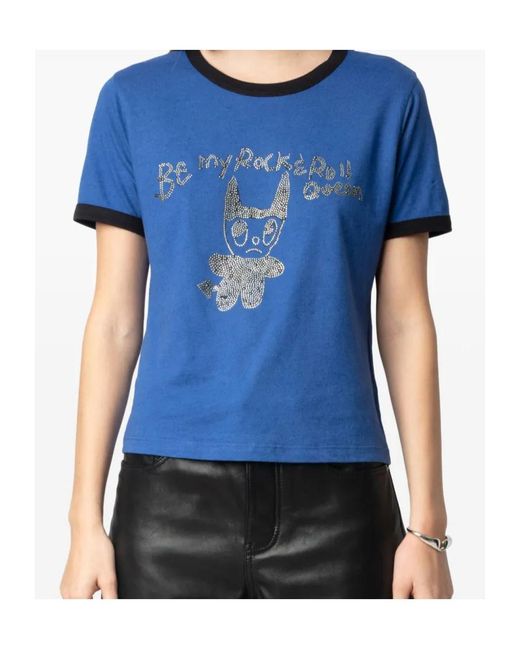 Zadig & Voltaire Blue Crystal-Embellished T-Shirt
