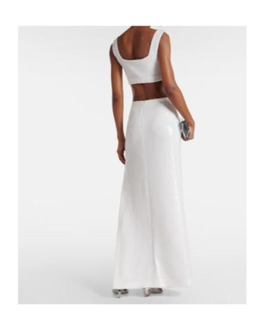 Galvan White Bridal Beating Heart Sequined Maxi Skirt
