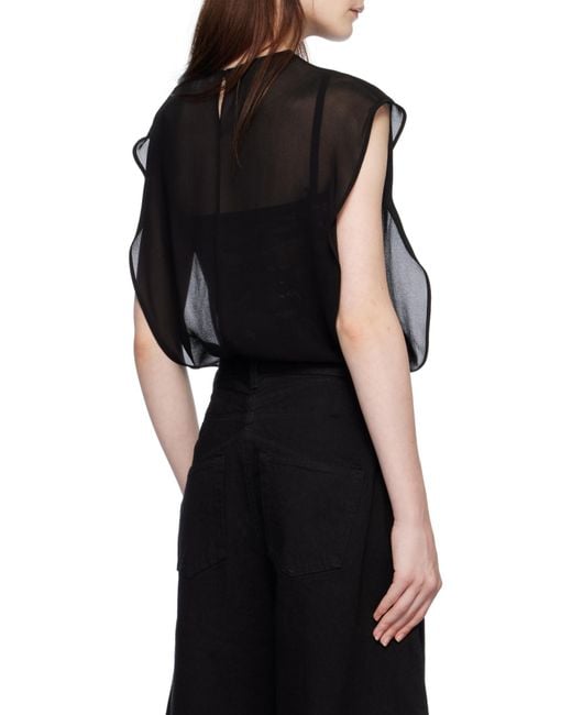 Alaïa Black Alaïa Georgette Bodysuit Top