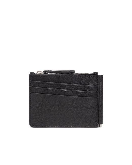 Maison Margiela Black Four-Stitch Detailed Zipped Wallet for men