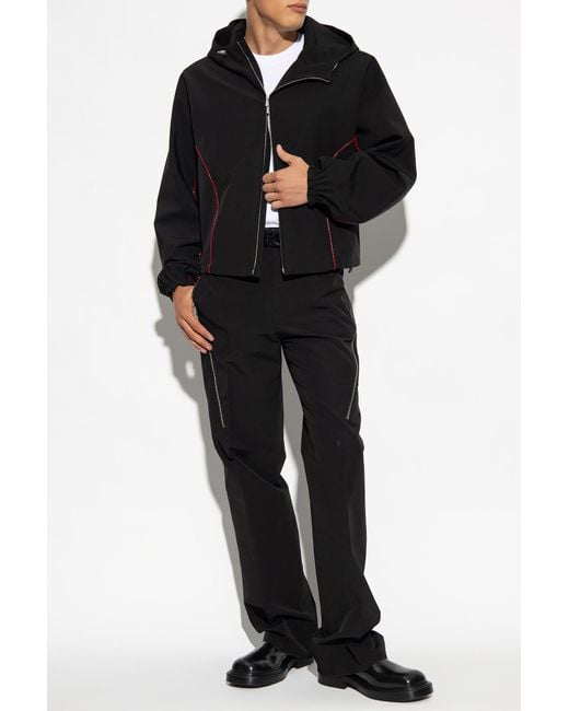 Ferragamo Black Zip-Up Drawstring Jacket for men
