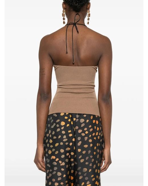 Nanushka Brown Cut-Out Strap Bandeau Top