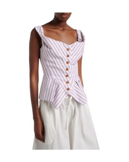 Vivienne Westwood Purple Lilac And Striped Strapless Corset-Style Top