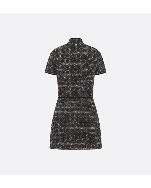 Dior Black Short Macrocannage Flared Dress