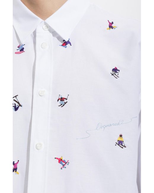 DSquared² White Collared Long-Sleeved Shirt for men
