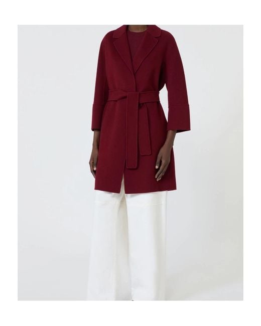 Max Mara Red S Arona Belted Coat