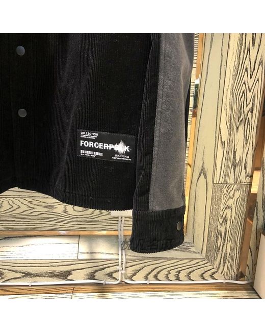 Forcerepublik Black Corduroy Spliced Casual Jacket