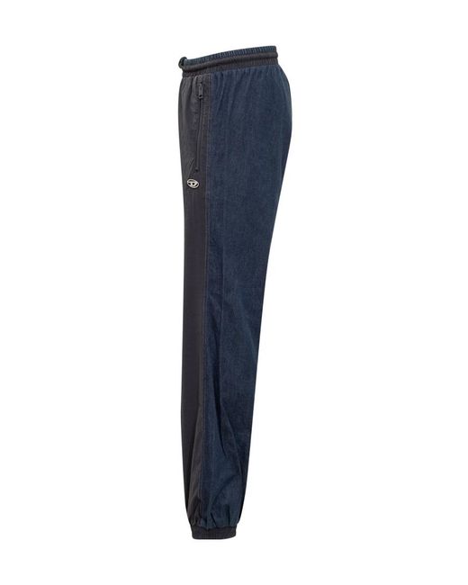 DIESEL Blue P-Bright Logo Patch Colour-Block Track Pants for men
