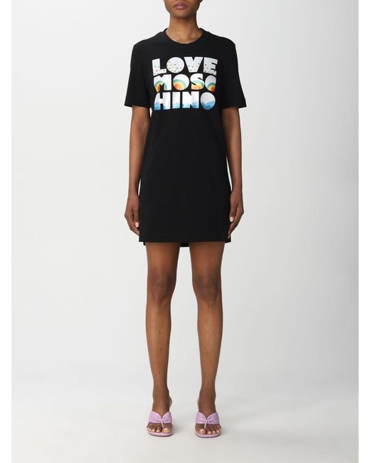 Moschino Black Logo Print T-Shirt Dress