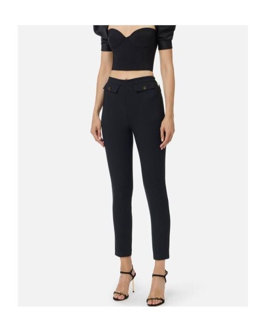 Elisabetta Franchi Black High-Waist Trousers