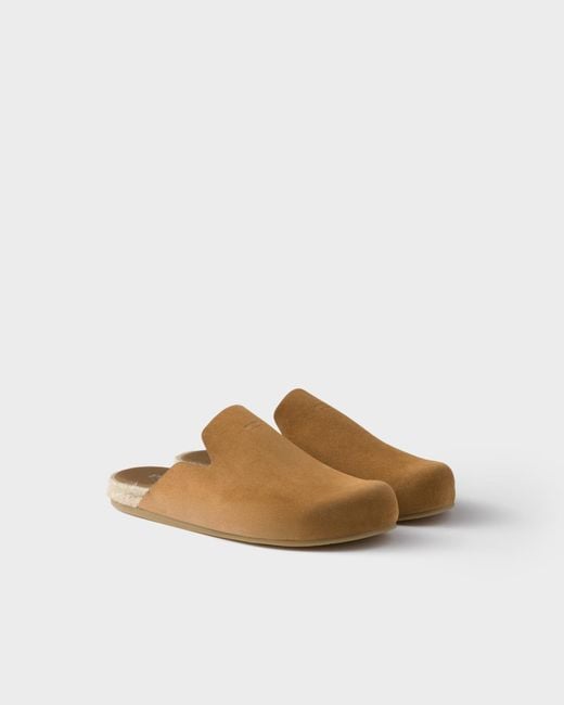 Prada Brown Suede Mules for men