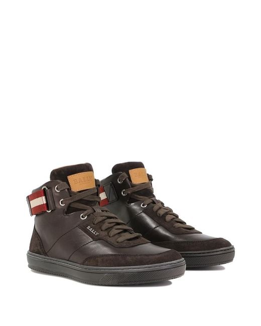 Bally Brown Logo High-Top Casual Sneakers for men