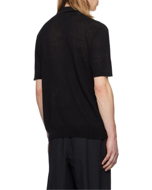 Barena Black Marco Alafin Knitted Polo Shirt for men