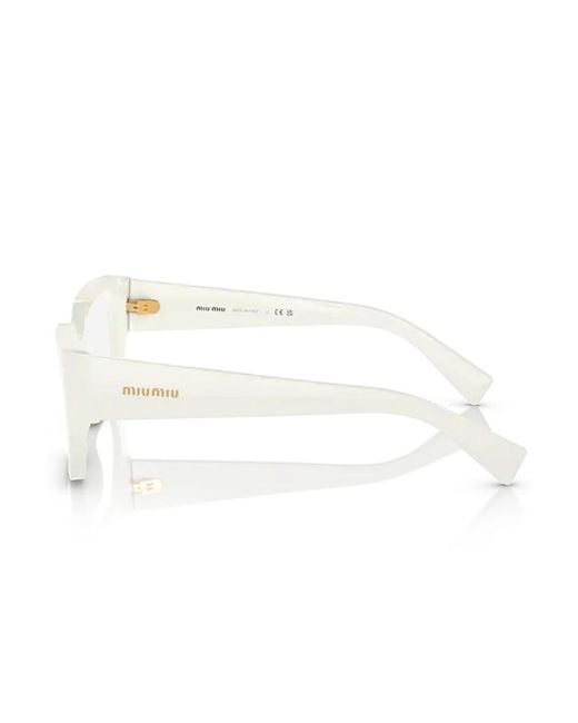 Miu Miu White Eyewear Rectangular-Frame Glasses