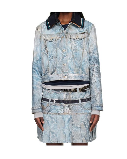 ANDERSSON BELL Blue Python Gradient Print Denim Jacket
