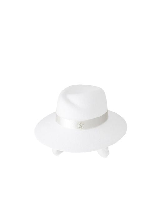 Maison Michel White Logo Plaque Hat
