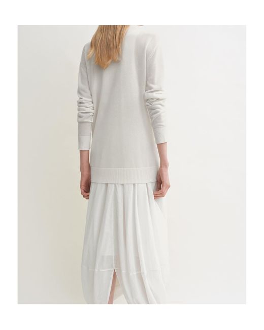 Totême  White Totême Crewneck Long-Sleeved Knitted T-Shirt