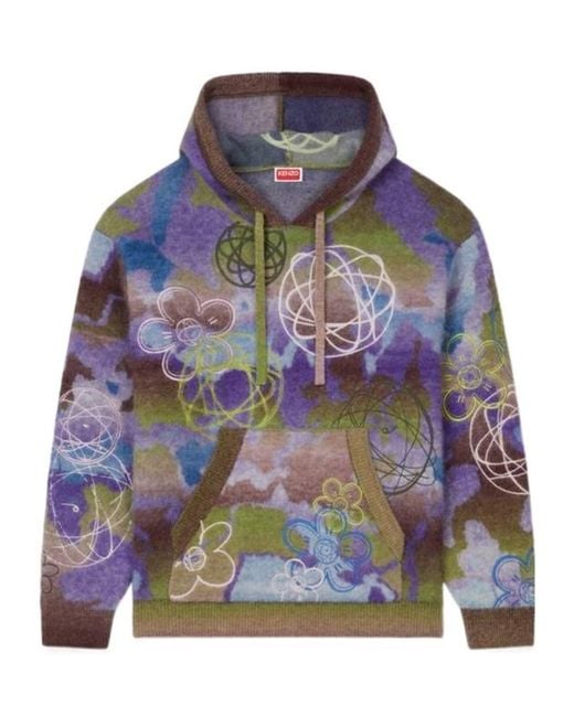 KENZO Gray X Futura 2000' Knitted Hoodie for men