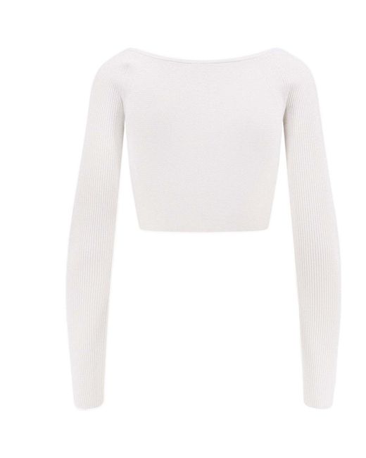 DIESEL White M-Vera Cropped Knitted Top