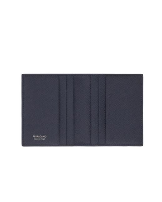 Ferragamo Blue Gancini Credit Card Holder for men