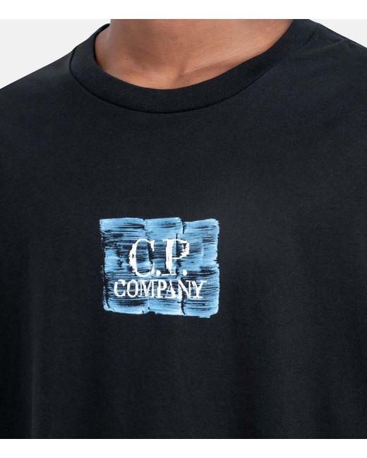 C P Company Black Logo-Print Cotton T-Shirt for men