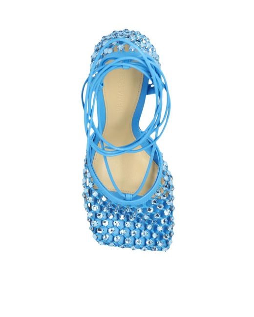 Bottega Veneta Blue Sparkle Stretch Sandals