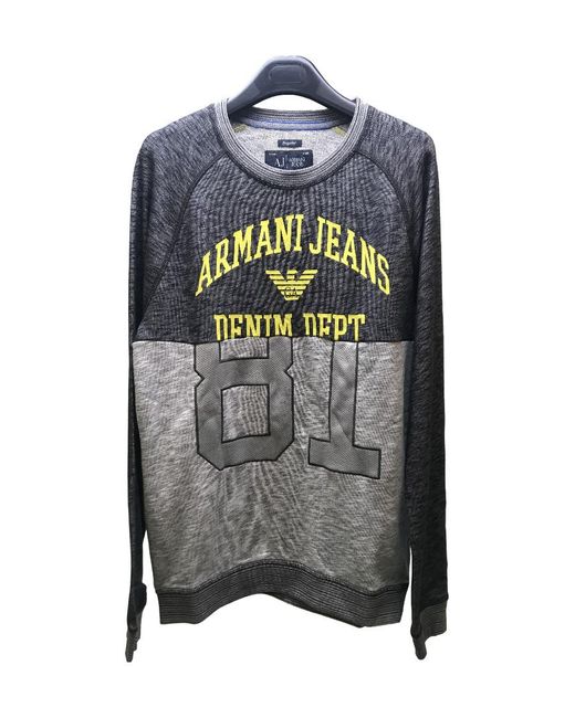 Armani Jeans Gray Logo T-Shirt With Round Neck And Long Sleeves for men