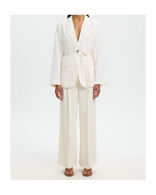 SELECTED White Belted Single-Breasted Blazer