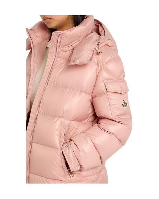 Moncler Pink Padded Hooded Laqué Nylon Jacket