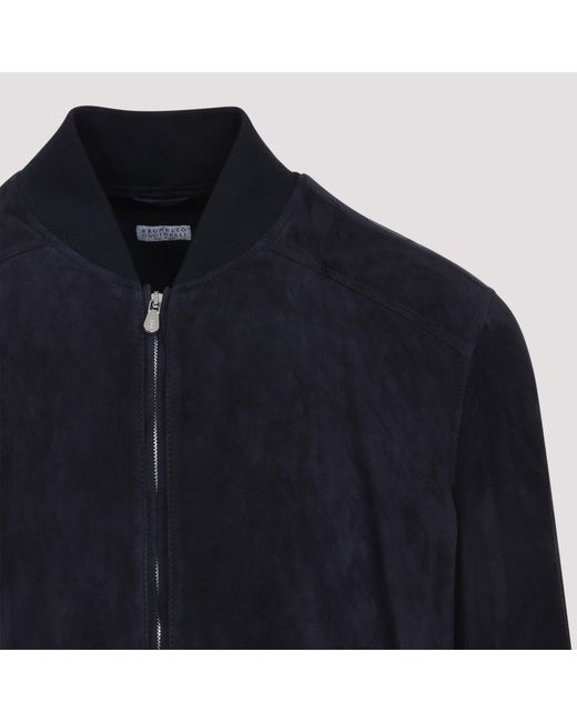 Brunello Cucinelli Blue Long-Sleeved Zip-Up Jacket for men