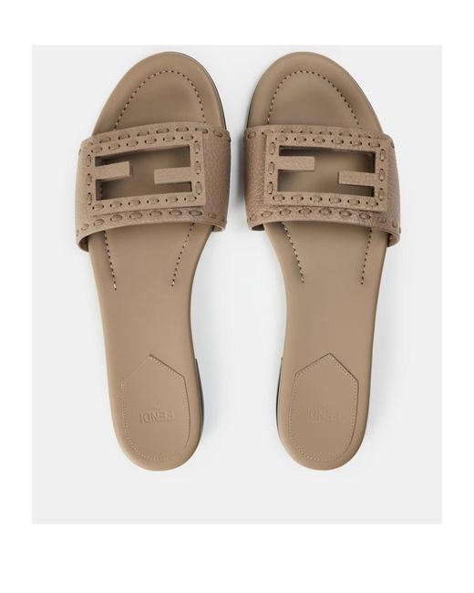 Fendi White Logo Flat Sandals
