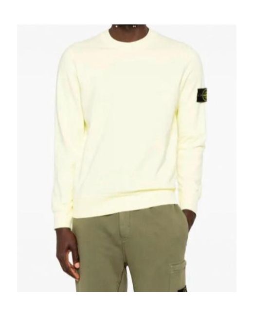 Stone Island Yellow Logo Patch Crewneck Sweatshirt for men