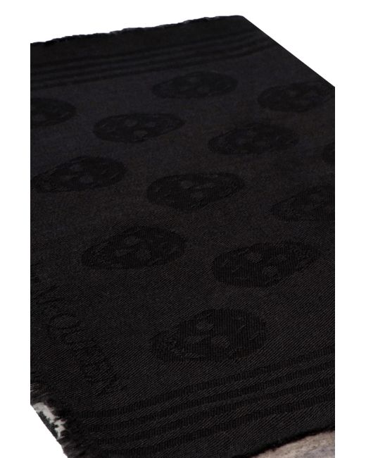 Alexander McQueen Black Skull Printed Scarf