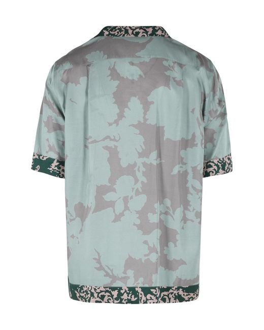 Dries Van Noten Blue Satin Shirt for men