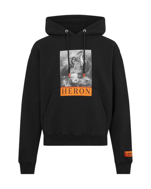 Heron Preston Black Long-Sleeved Hooded Sweatshirt for men