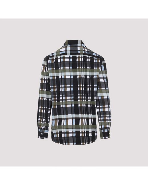 Bottega Veneta Gray Cotton Check Shirt for men
