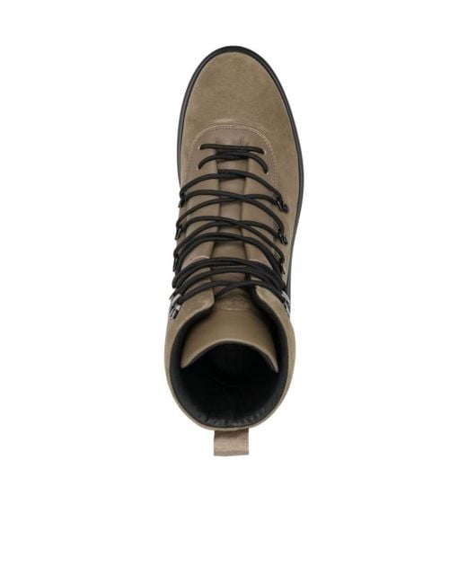 Stone Island Brown Lace-Up Suede Boots for men
