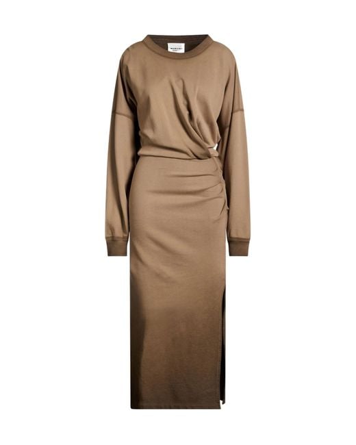 Isabel Marant Natural Solid Color Long Sleeve T-Shirt Dress