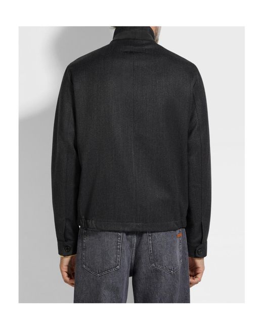 Zegna Black High-Neck Wool Jacket for men