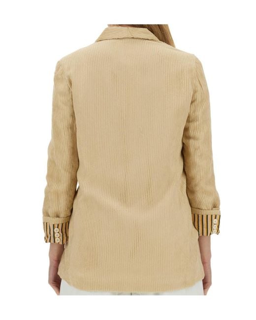 Alysi Natural Double-Breasted V-Neck Blazer