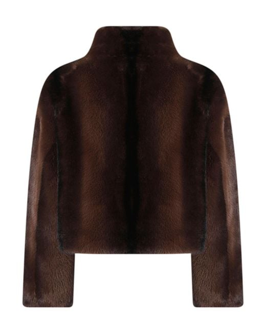 ERMANNO FIRENZE Brown Long-Sleeve Casual Jacket With A Stand-Up Collar