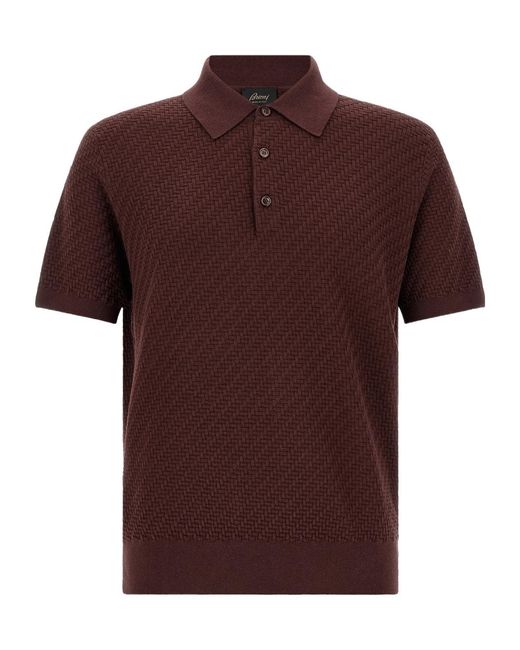 Brioni Brown Short-Sleeved Polo Shirt for men