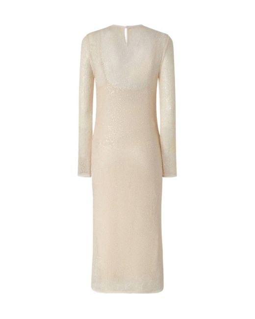 Pinko Natural Sequinned Long-Sleeve Maxi Dress