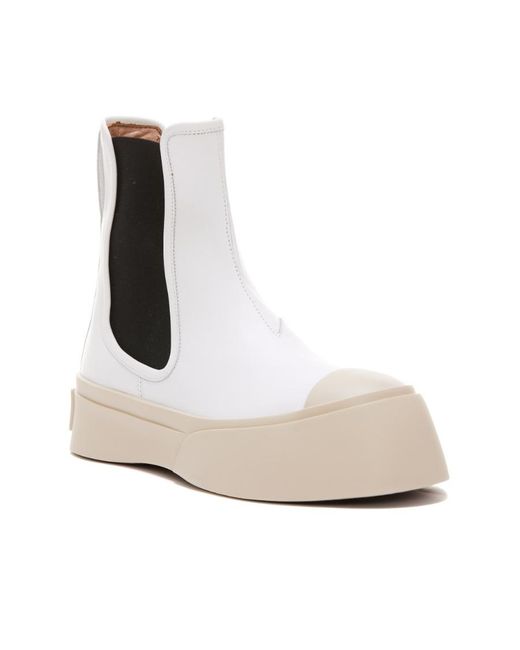 Marni White Chelsea Ankle Boots
