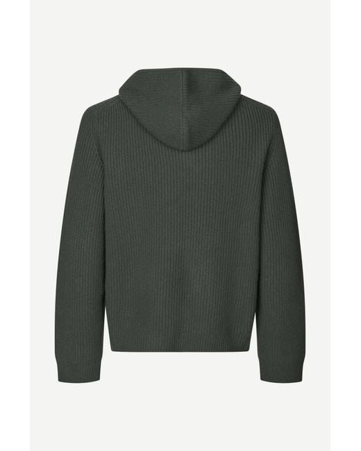 Samsøe & Samsøe Green Saisak Zip-Up Knitted Hoodie for men