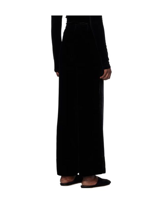 Totême  Black Valin Velvet Wide-Leg Trousers