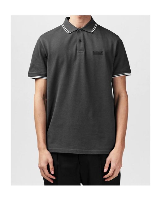 Barbour Gray Evan Tipped Short-Sleeved Polo Shirt for men
